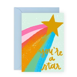You're a Star Greeting Card – Colourful Congratulations, Encouragement, Achievement, Well Done, Appreciation for Him, Her, Friends, Sond, Daughter, Kids, Children, Teens - Comes with Fun Stickers
