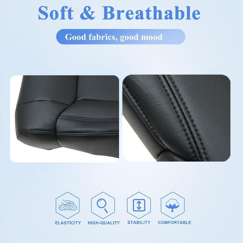 FZJDSD Black Driver & Passenger Side Bottom Microfiber Leather Replacement