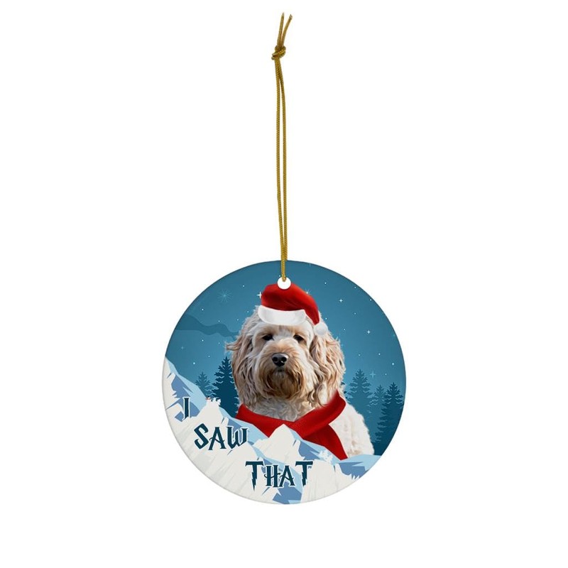 Cream Cockapoo Dog Christmas Ornament 2025 I Saw That -