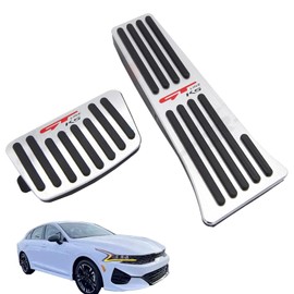 Winkter for Kia K5 2020 2021 2022 2023 2024 2025 Accessories Aluminum Alloy Pedal Covers Anti-Slip Auto No Drilling Aluminum Gas Car Brake Cover (Silver)