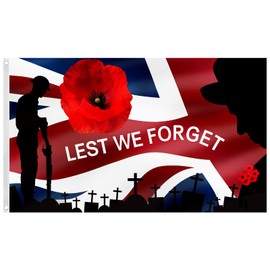 Bepilesto Lest We Forget Flag, Poppy Remembrance Day Flag 5ft x 3ft with Eyelets, UV Fade Resistant