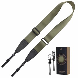 Padwa Lifestyle Adjustable Camera Strap - 1.5" Full Grain Leather Ends Camera Straps for Photographers, Adjustable Neck Shoulder & Crossbody Nylon Strap Quick Release for Cameras and Binoculars