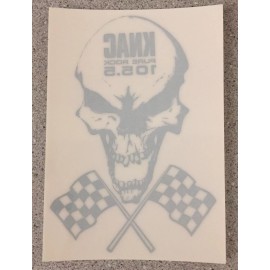 Pure Rock 105.5 KNAC Racing Skull Static Cling Sticker Long Beach Grand Prix NEW