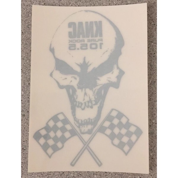 Pure Rock 105.5 KNAC Racing Skull Static Cling Sticker Long