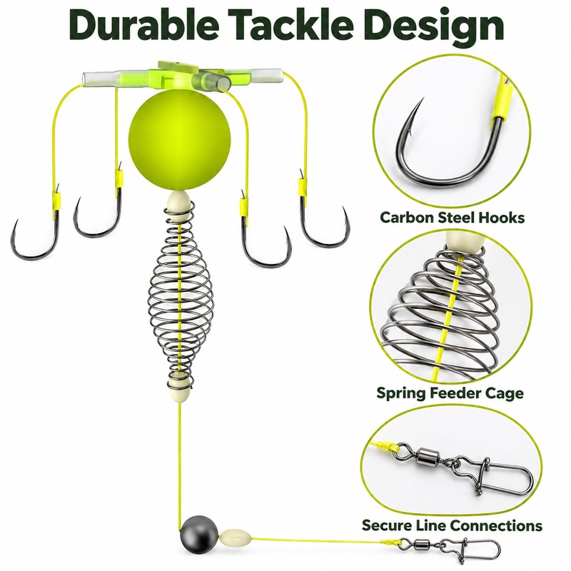 Fishing Bait Cage Hook Rig Set – Carbon Steel Feeder