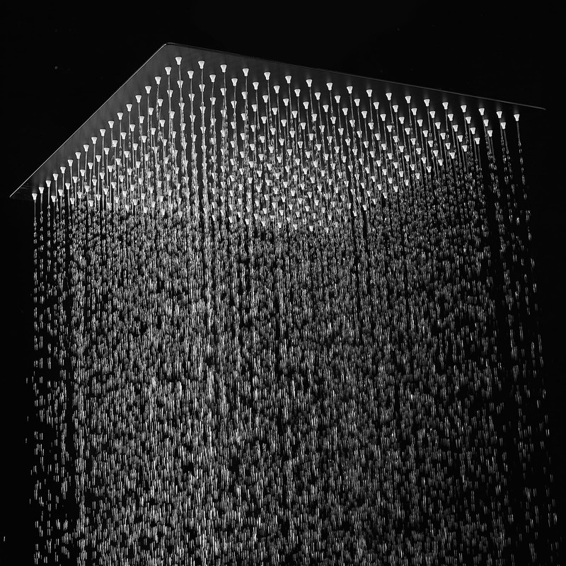 BWE Rain Shower Head High Pressure Black 16 Inch Square