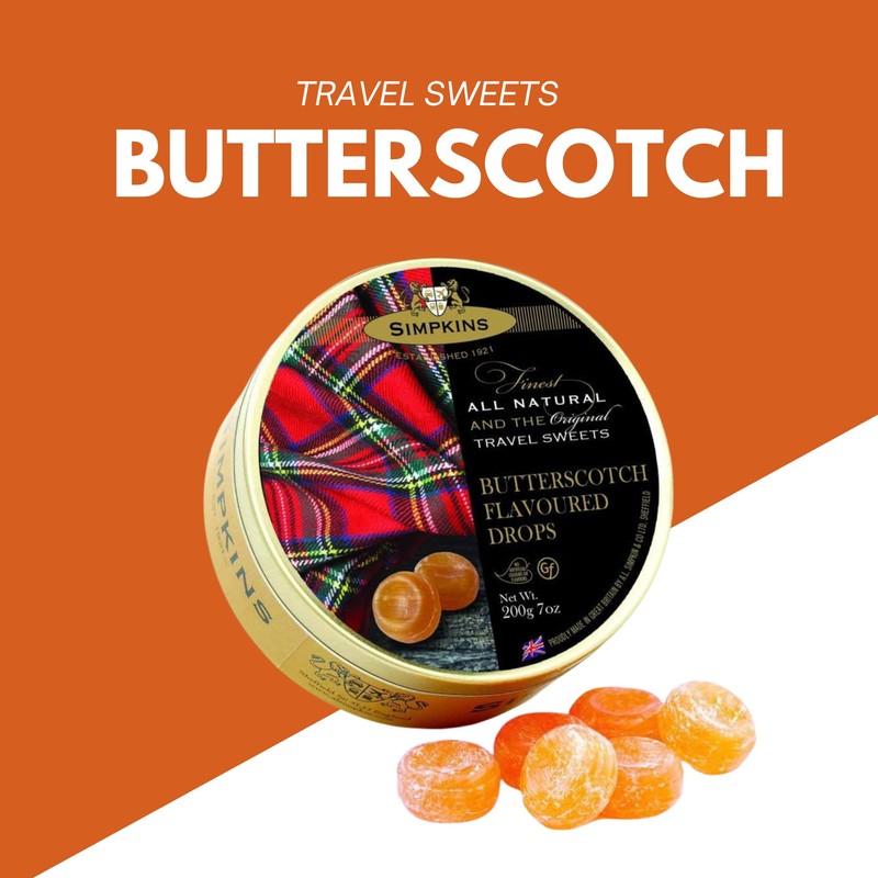 Simpkins Butterscotch Flavored Travel Sweets 200g ( 3 Pack)
