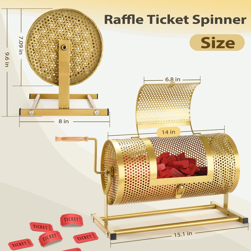 AugFir Raffle Drum, Heavy Duty Raffle Ticket Spinner Cage with