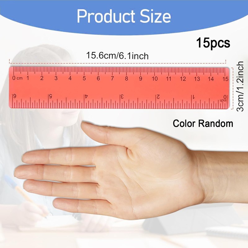 15 Pcs Rulers Multipack, 15cm 6inch Ruler, Rulers, Ruler 15cm,