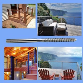 Unbranded/Generic 2 PCS~T316 Stainless Steel Lag Stud Swage Fitting Cable Railing for 3/16" Cable