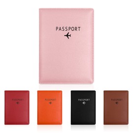 Thatyro Passport Covers and Vaccination Card Holder, Leather, Passport Holder, Ultra Thin, Leather, Passport Holder for Men and Women, Pink, 5.7 x 4.2 x 0.4 Inch, Modern, pink, Modern