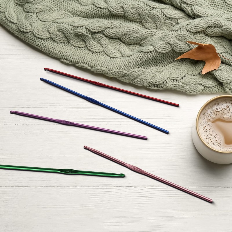 Crochet Hook Set Aluminum Crochet Hooks Ergonomic Knitting Needles Multicolor