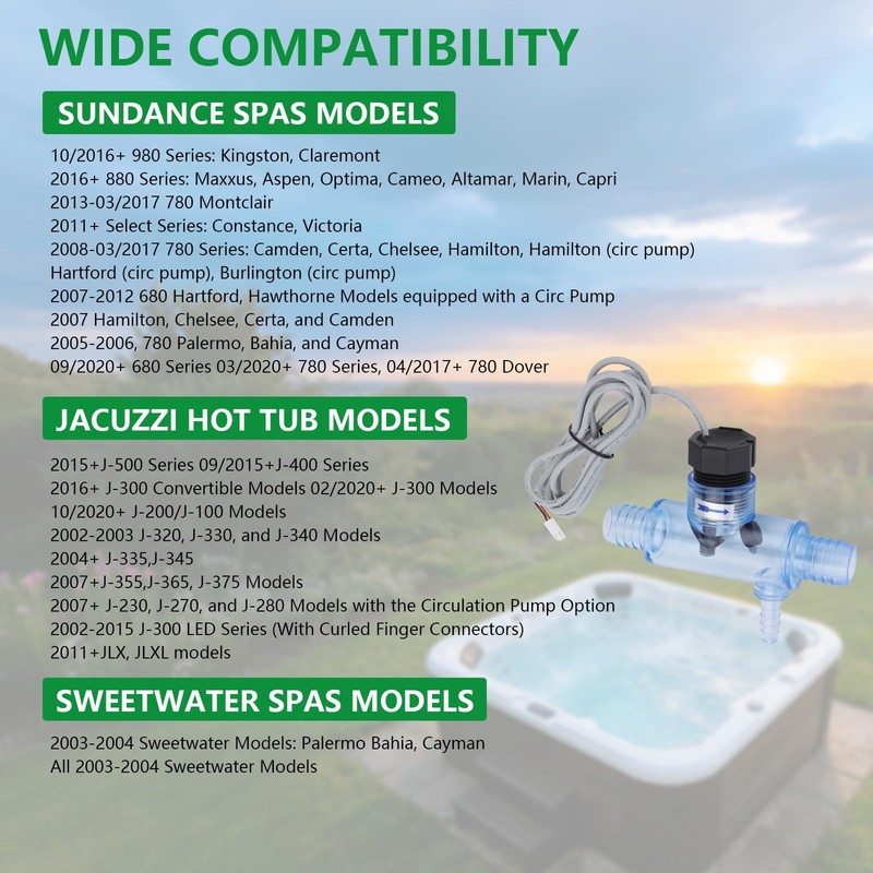 WENGART 2560-040 Tub Flow Switch Replacement for Sundance Spas &