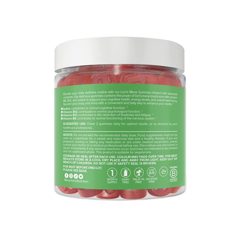 Novomins Lion’s Mane Gummies - Sugar Free – High Strength