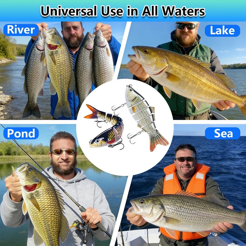 Icetop 3Pcs Pike Lures Set,3D River Fishing Tackle for Freshwater