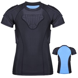 TUOYR Youth Padded Football Shirt Chest Rib Protector Baseball Youth Padded Compression Shirt for Shoulder Heart Guard Sternum Protective Boys Kids Back Breathable Undershirt for Basketball Rugby