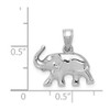 14k White Gold Solid Polished Elephant Charm Pendant