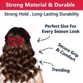 Rose Hair Accessories Set, Bridal Flower U Pins and Clips, Red Wedding Bun Decorations (Sky Blue)