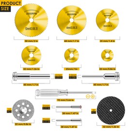 44pcs Gold Cutting Wheel Set Compatible with Plastic for Rotary Tool, HSS Circular Saw Blades 6pcs, Resin Cutting Discs 20pcs, 545 Diamond Cutting Wheels 10pcs