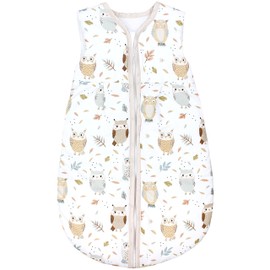 TupTam All-season sleeping bag 2.5 tog padded sleeveless baby sleeping bag Oeko-Tex, colour: owl beige pastel blue, size: 68-74