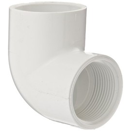 Spears 407 Series PVC Pipe Fitting, 90 Degree Elbow, Schedule 40, White, 1-1/4" Socket x NPT Female