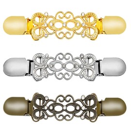 3 Pieces Cardigan Clips Decorative Metal Clips Vintage Scarf Clips Clothing Accessories Sweater Clips Clothes Clips Clothes Brooches
