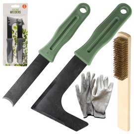 4-Piece Patio Weed Removal Tool Kit – Bundle With Hand Weeder, Scraper, Patio Brush and Gardening Gloves – Eco-Friendly Solution for Moss and Weed Removal – Ideal for Outdoor Surfaces and Patios