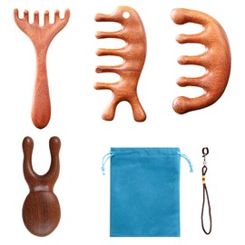 6 Piece Set Massage Comb, Wooden Hair Comb, Head Massager Scalp, Suitable for Women and Men, Suitable for Mothers, Sisters and Lovers