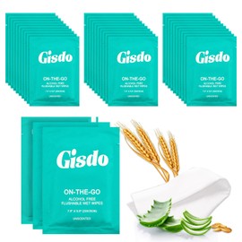Gisdo 200 pcs Fragrance Free, Plant Based Wet Wipes, Aloe Vera for Butt, Hands, Face Cleaning, Sufficient Quantity, Individual Wrapped, Portable Size, Ideal for Daily Use