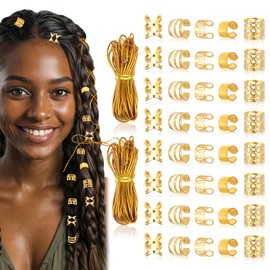 Ouligay Pack of 42 Hair Accessories Gold Dreadlocks Jewellery Festival Hair Accessories for Braids Hair Rings Gold Hair Braids Jewellery Rings Hair Accessories for Men Women Hair Braids Accessories