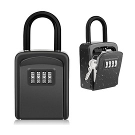 APKOL Key Safe with Shackle Weatherproof, Key Safe 4 Digit Key Cabinet Key Box with Code, Combination Key Safe with Number Code for Home, Garage, School