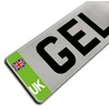 Slimline Domed Union Jack UK Vehicle Number Plate Stickers, Green,