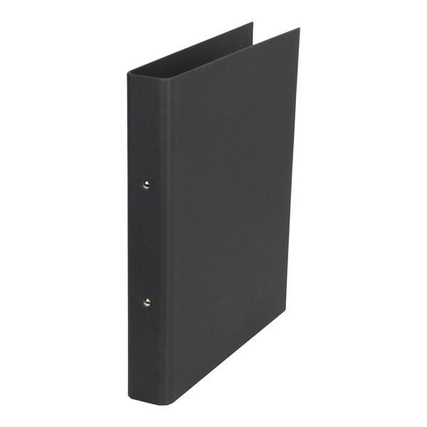Bigso Box of Sweden 2 Ring Binder - Narrow Fibreboard and Paper Document Organiser - Document Holder for Papers, Clear Sleeves or Dividers - Dark Grey