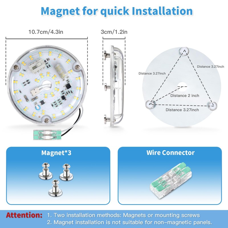 4 Inch Ceiling Fan LED Light Replacement, 18W 2200LM 3000K