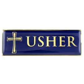 Usher Ministry Magnetic Badge, Metal/Epoxy, 1"H x 3"W