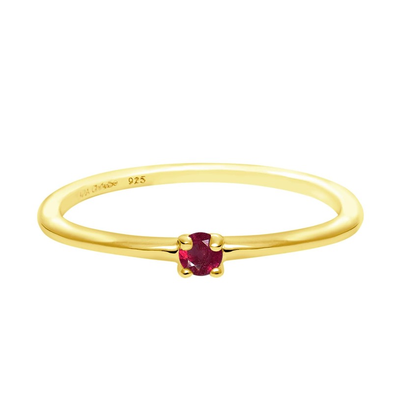 Lara Christie Pinky Ring, Women's 925 Silver, Yellow Gold, Birthstone