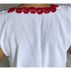 Classic Mexican Embroidery Blouse Floral Desing with a Red Flat