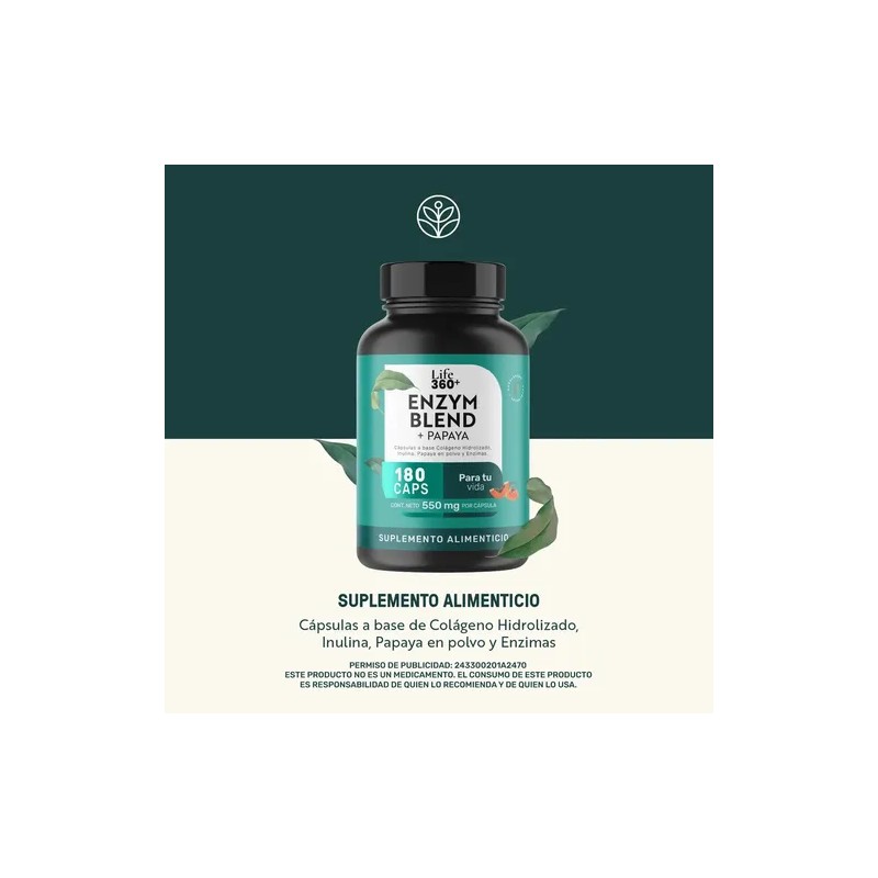 Enzimas Digestivas Bromelina Papaína 180 Cápsulas | LIFE360+