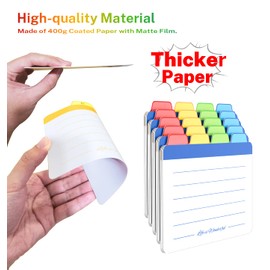 Neando Index Cards Guide Dividers 4x6 inches, the Blank Index Cards Guide, 1/4 Cut Tabbed Note Cards, File and Recipe Guides, 400gsm Paper, Assorted Colors, 20 Counts