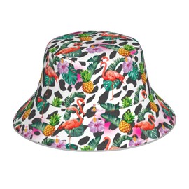 Siarnew Unisex Fashion Bucket Hat for Women Men, Summer Outdoor Sun UV Protection Casual Fisherman Cap Flamingo Pineapple