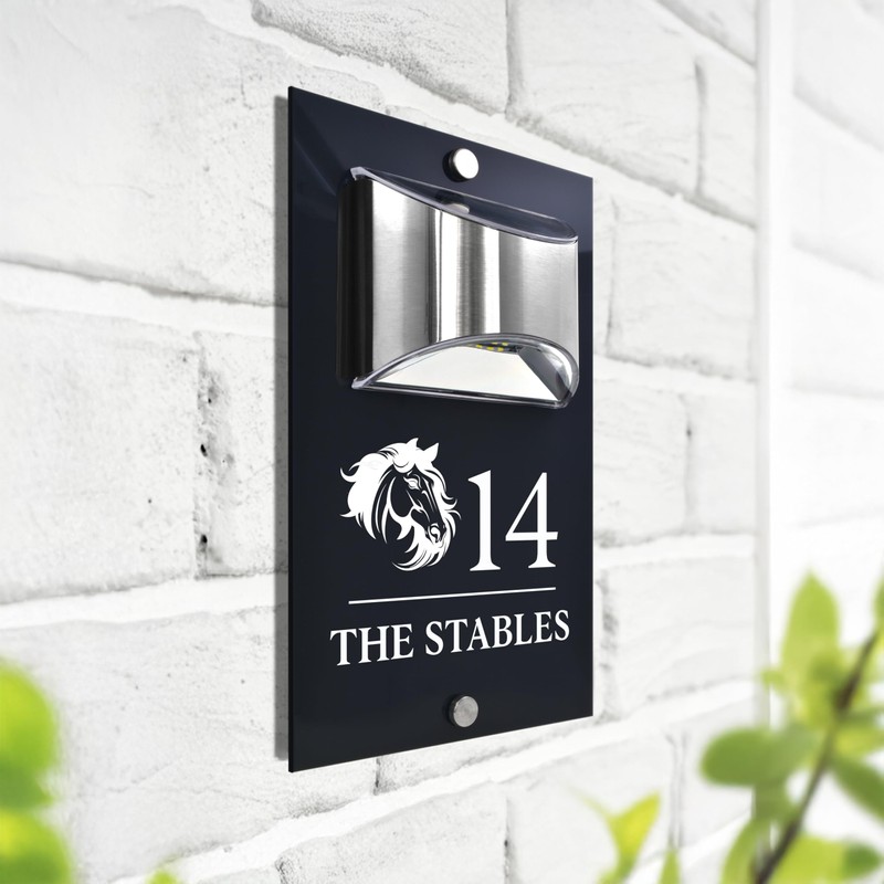 Custom Signs Solar Illuminated Modern Anthracite House Number Sign 24cm