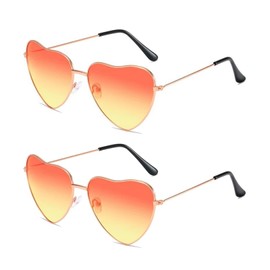 2 Pairs Heart Sunglasses Hippie Sunglasses Retro 60s 70s Heart Shape Sunglasses for Women Men Hippie Glasses Heart Sunglasses Heart Glasses for Carnival Theme Party Festivals Masquerade