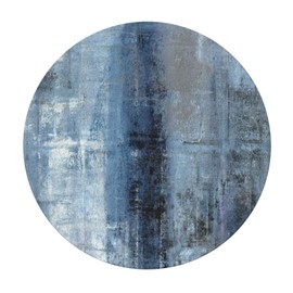 FATTTYCY Round Table Cloth Blue and Grey Abstract Art Tablecloth Elastic Edge Fitted Table Cover Fits Tables Up to 40"-44" Diameter