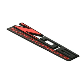 C7 Z06 Supercharged Emblem 3D Badge Nameplate Logo Replacement for 2015-2019 C7 Corvette 6" x 7/8" (Black Red)