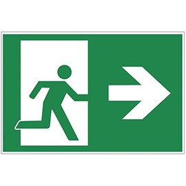 Sign Emergency Exit Right Aluminium / Dibond 300 x 200 mm 3 mm Thick