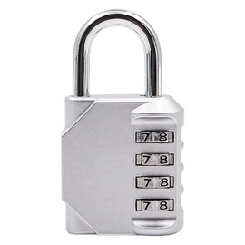 NUZAMAS 2 Pack Heavy Duty Combo Padlock - 4 Wheel Combination Alloy Steel for Corrosion Resistance - Weatherproof Keyless Lock for Home, School and Garage - Silver