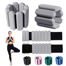 Wrist & Ankle Weights for Women Men, Adjustable Arm & Leg Weights Set of 2(1Lbs Each), Wearable Weighted Bracelet for Yoga, Pilates, Dance, Swimming, Running, Cardio, Gym Workouts (Grey)