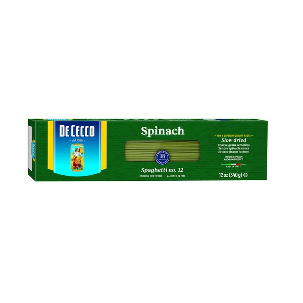 De Cecco Pasta, Spaghetti with Spinach, 12 Ounce (Pack of
