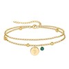YeGieonr Birth Flower Double Layer Bracelet for Women, Stainless Steel