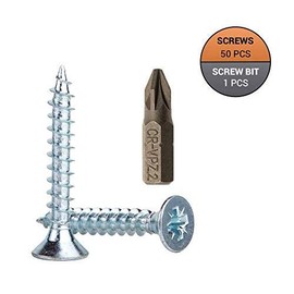 Marcopol Zinc Plated Steel Wood Screws, 6.0 x 30 mm, Pack of 50, Pozidriv Head, Countersunk, Chipboard Screws